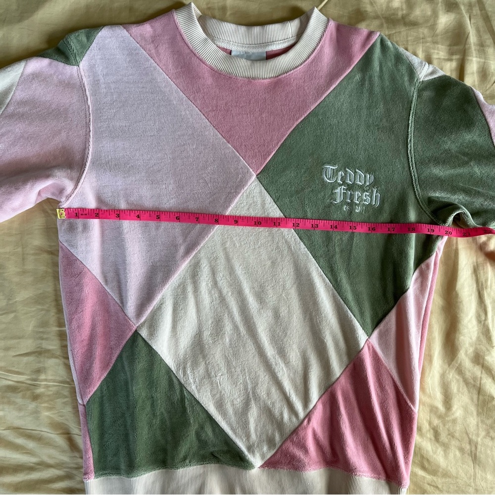 Teddy Fresh Unisex Diamond Patchwork Velour Crewneck - Picture 6 of 7